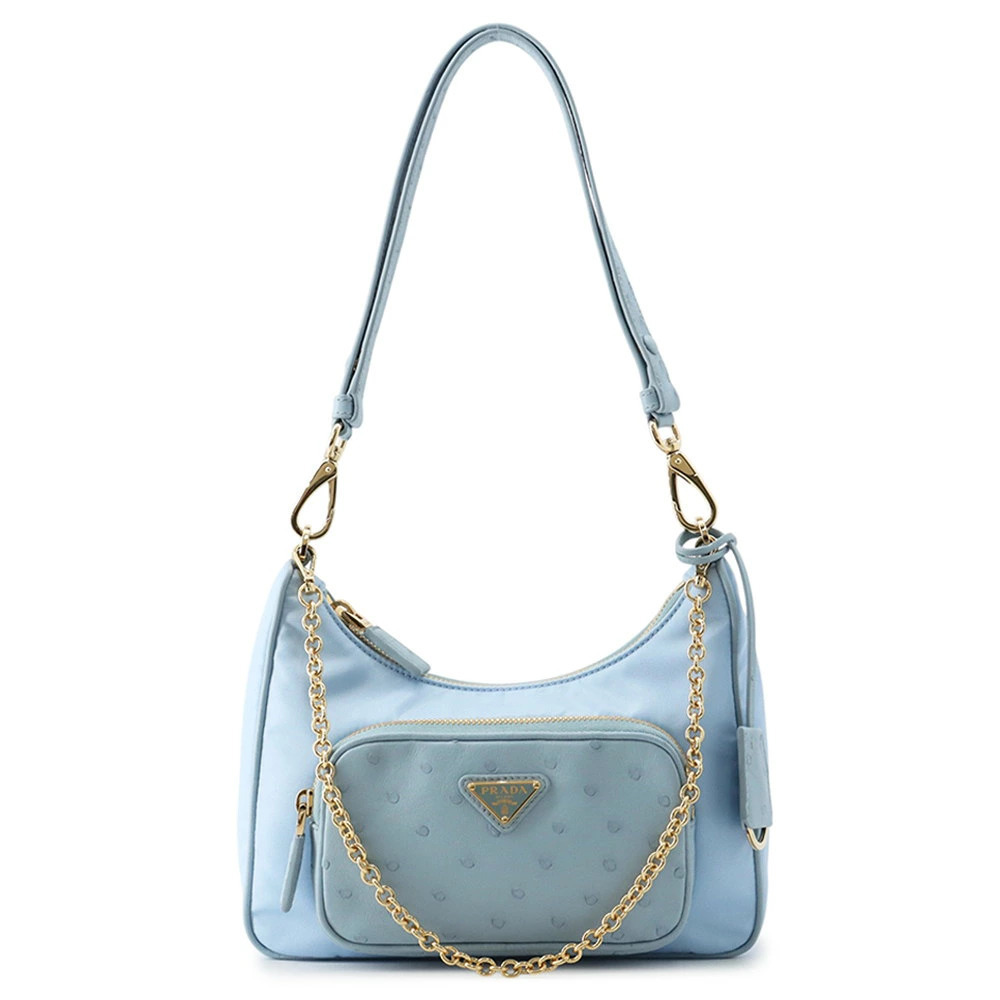 Prada Shoulder Bag Triangle Re Ostrich Handbag